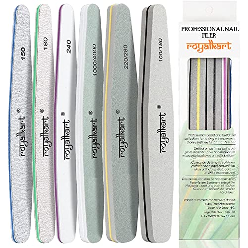 Royalkart Nail Filer Set Nail Buffer Filer Block Natural Manicure Filer Nail Polish Remover Washable Double Sided Emery Boards For Acrylic Nails & Natural Nails (Pack of 6) - Image 1