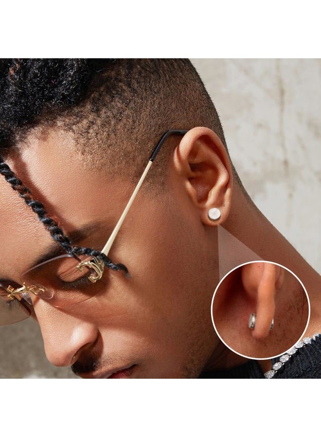 Jstyle 4 Pairs Stainless Steel Magnetic Stud Earrings for Men Women Silver Tone CZ Non-Piercing Clip On Stud Earrings Set 6-8MM - Image 4