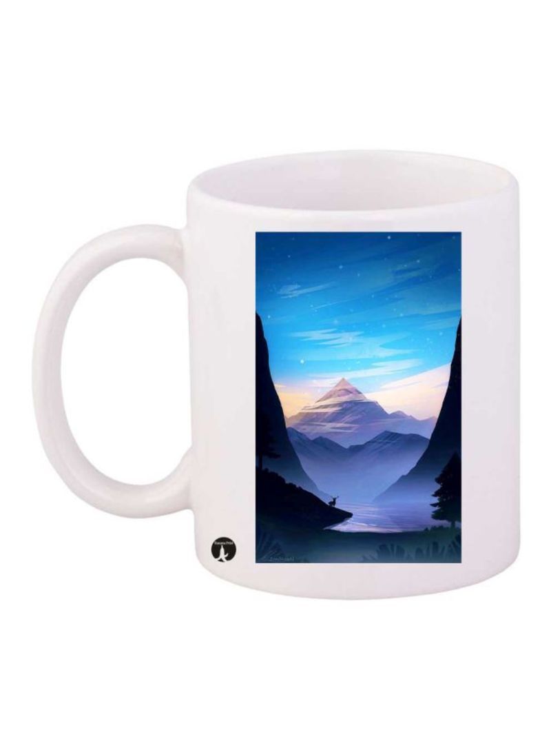 RKN Nature Printed Mug White/Black/Blue Standard Size