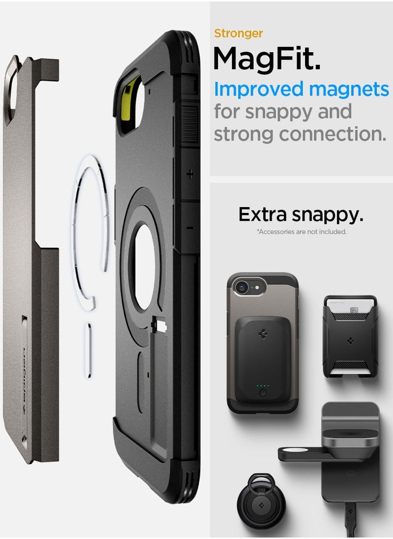 Spigen Tough Armor MagFit AI for iPhone 16E Case Cover MagSafe with Kickstand (2025) - Gunmetal  - Image 5