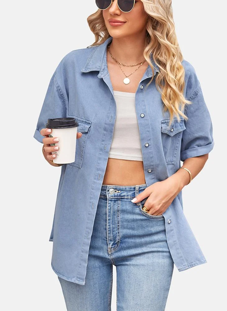 يونيكي Blue Plain Regular Fit Shirt