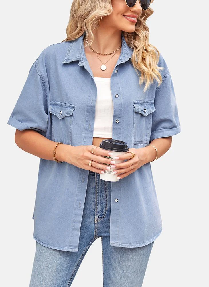يونيكي Blue Plain Regular Fit Shirt