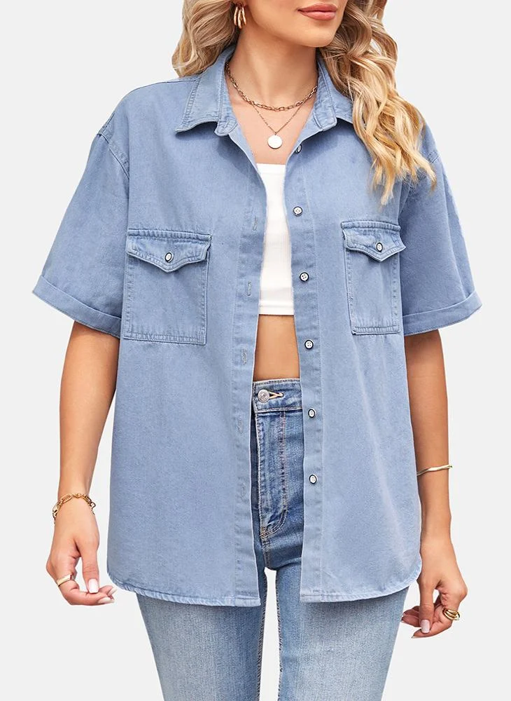 يونيكي Blue Plain Regular Fit Shirt