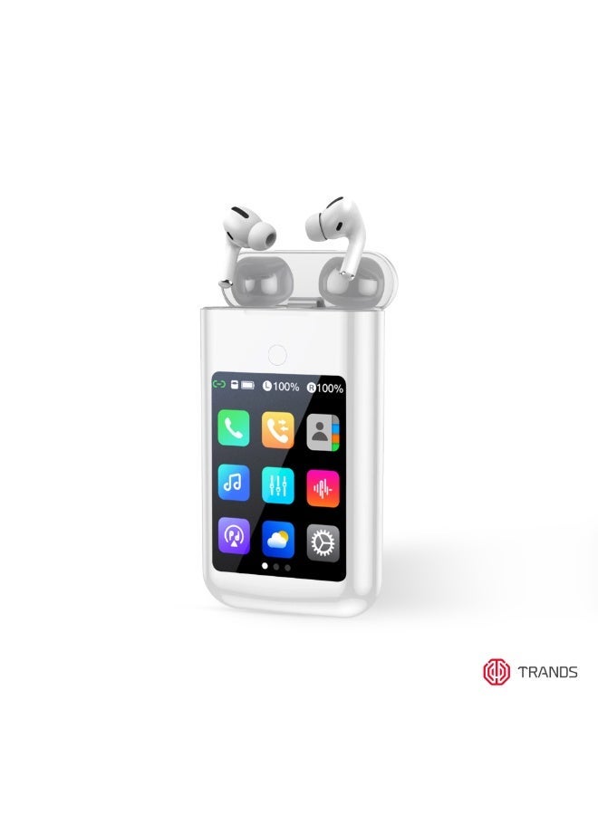 Trands TWS-T20 Octobuds 8000mAh Power Bank With Wireless Earbuds & 2.8" AMOLED Smart Screen, Bluetooth 5.2 - White - Image 1