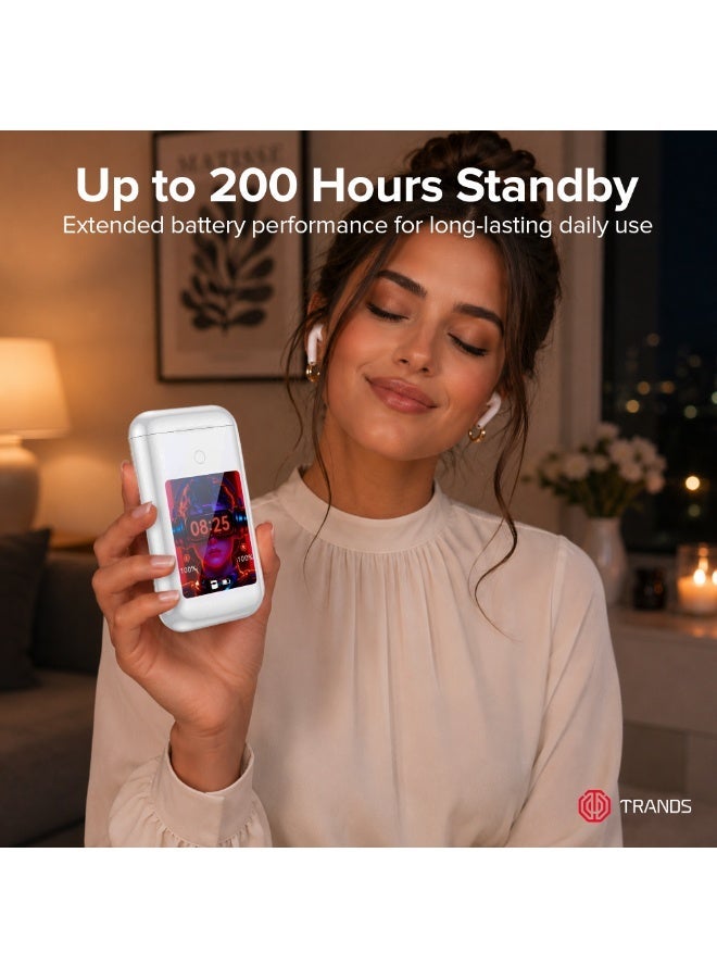 Trands TWS-T20 Octobuds 8000mAh Power Bank With Wireless Earbuds & 2.8" AMOLED Smart Screen, Bluetooth 5.2 - White - Image 5