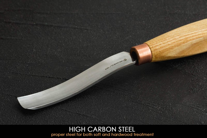 BeaverCraft Wood Spoon Carving Gouge Compact Chisel K6L/15 Wood Carving Tools Bowl Carving Carbon Steel Blade Wood Handle Radial Gouge Knife Hard and Soft Woods Compact Bent Gouge - Image 4