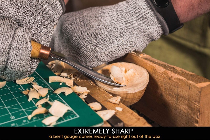 BeaverCraft Wood Spoon Carving Gouge Compact Chisel K6L/15 Wood Carving Tools Bowl Carving Carbon Steel Blade Wood Handle Radial Gouge Knife Hard and Soft Woods Compact Bent Gouge - Image 3