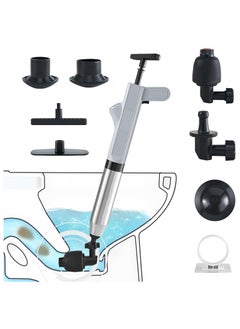 Arabest Toilet air plunger kit, 9PC stainless steel high-pressure air drainage pipe plunger, toilet blockage remover, used in bathrooms, sinks, kitchens, and blocked pipes (grey)  - Image 1