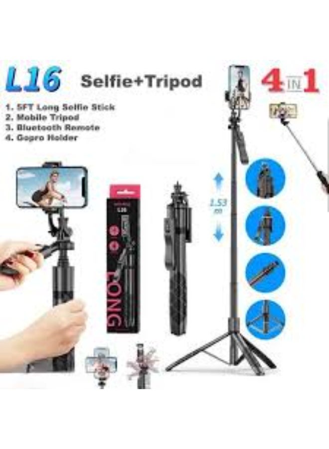 Dreamzon L16 61" Multi-Function Selfie Stick Tripod Long Selfie Stick for iPhone&Android Multiple Mount for Camera Gopro Fill Light Aluminum Portable Mobile Tripod with Bluetooth Remote,Black - Image 5