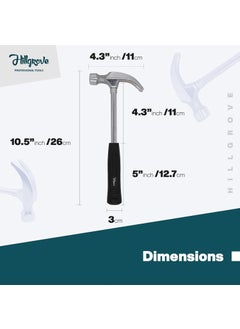 Hillgrove Hillgrove HAM1 High Quality Durable Construction Metalworking Household Rubber Handle Straight Best Claw Hammer Repair Hand Woodworking Tool Curved Claw Hammer 042 kg  - Image 4