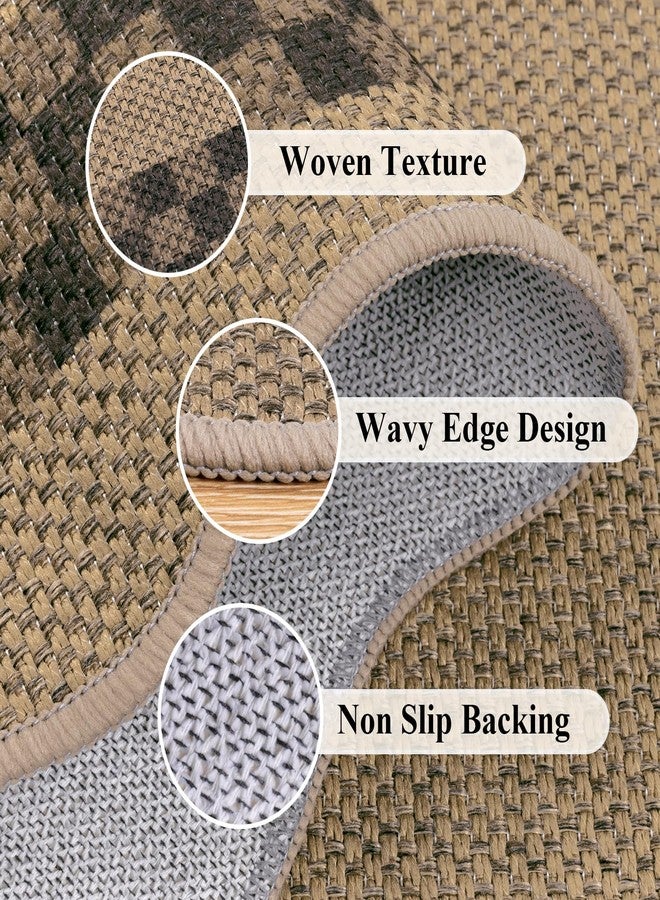 U'Artlines Non-Slip Scalloped Kitchen Rugs Set 3 PCS, 20"x32"+ 20"x48"+20"x59" Washable Low Profile Easy Jute Kitchen Floor Mats Runner Set for Sink Hallway Entryway Laundry Decor(Checked) - Image 3