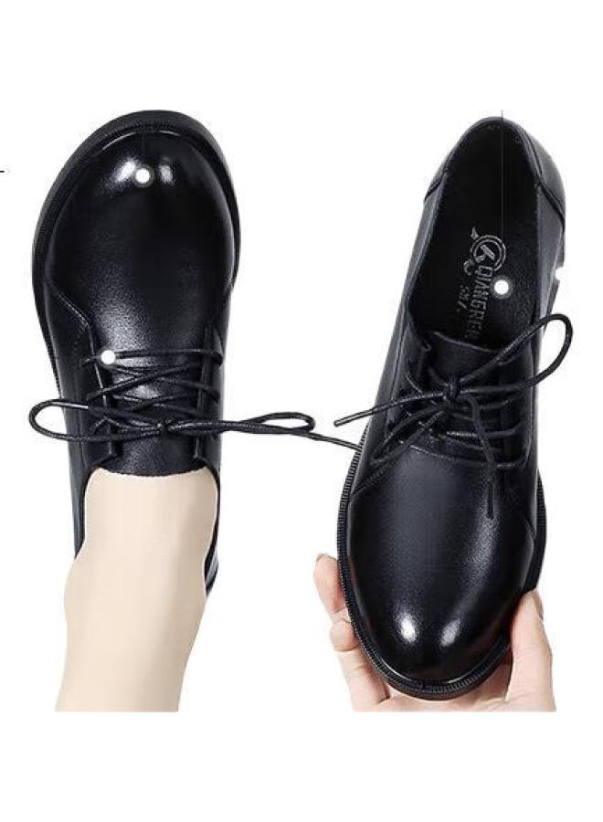 Strongman أحذية نسائية مريحة من الجلد الطبيعي بارتفاع كعب أنيق 5.5 سم - Jdla73221 باللون الأسود 36 - Image 1