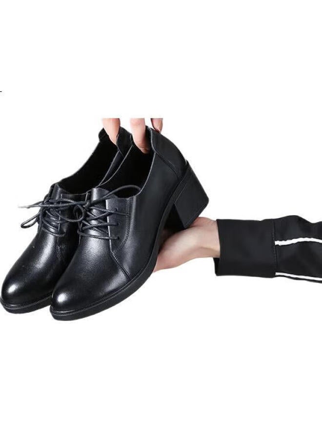 Strongman أحذية نسائية مريحة من الجلد الطبيعي بارتفاع كعب أنيق 5.5 سم - Jdla73221 باللون الأسود 36 - Image 2