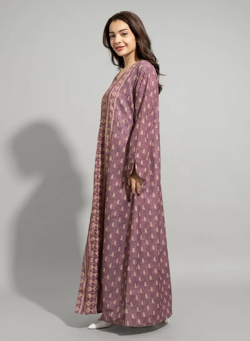 اكسا جلابية عصرية نقش تجريدي IN9214 بنفسجي