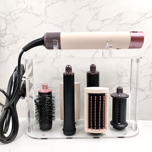ACUDUDOMA حامل تخزين ACUDUDOMA متوافق مع Airwrap من Dyson وملحقات Airwrap أكريليك 6 فتحات حامل تخزين منظم سطح الطاولة حامل Styler Airwrap متوافق مع ملحقات Airwrap - Image 1