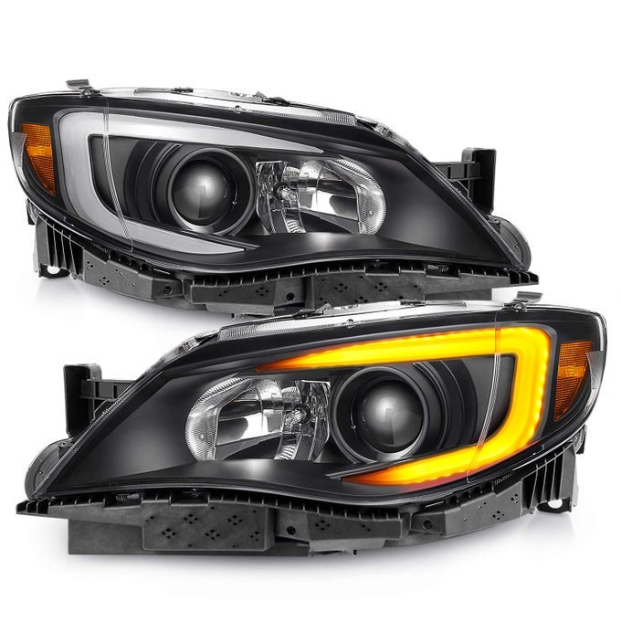 Cstyle Black For 20082014 Subaru Impreza Wrx Led Drl Switchback Turn Signal Projector Headlights