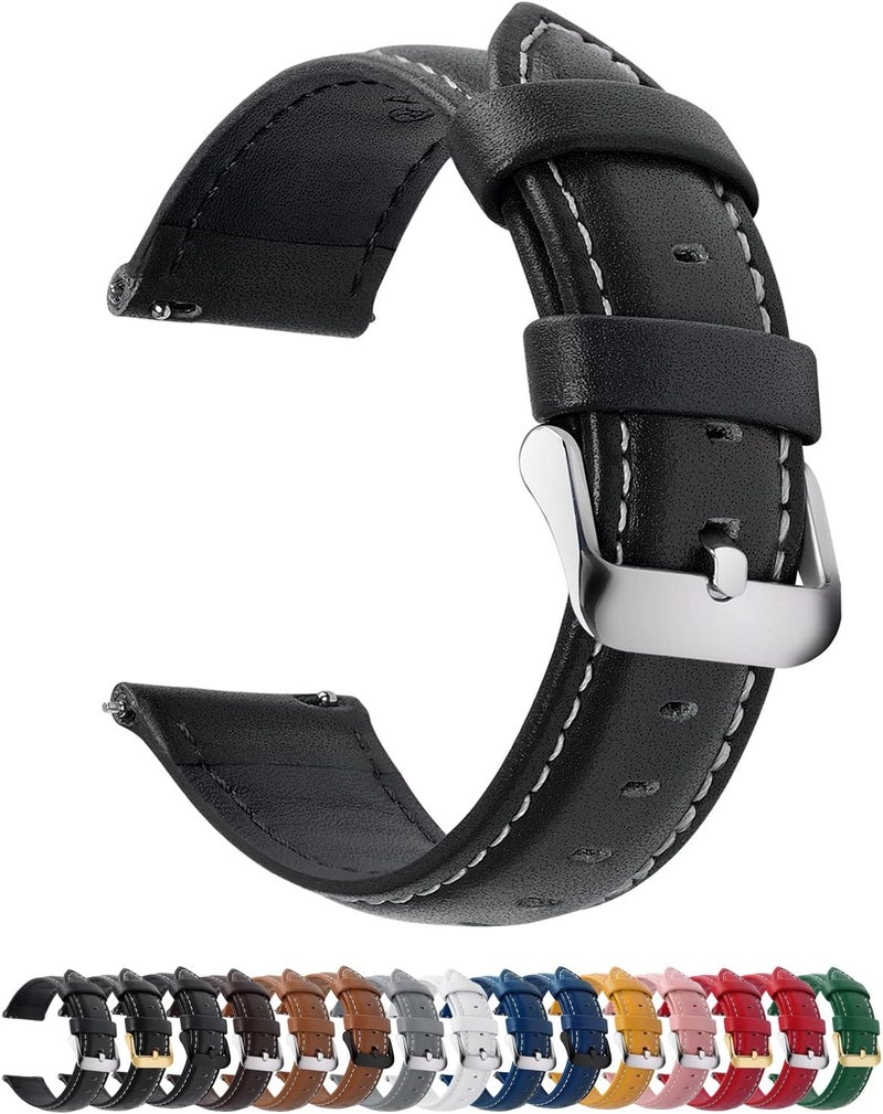Fullmosa 24mm Watch Straps for Men and Women, Quick Release Replacement Band with Stainless Steel Buckle, Black - Image 1