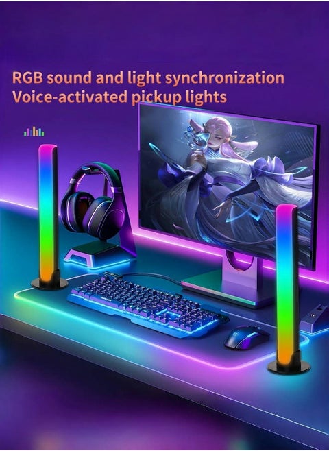 RGB Light Bar, Music Sync RGB IC LED Lights Bars, USB Powered Ambient Lighting, Changing Gaming TV Backlight for PC Room Monitor Desk