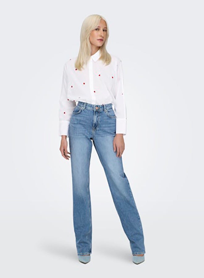 ONLY ONLY Womens New Lina Grace Longsleeve Embroided Shirt  - Image 1