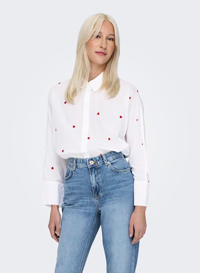 ONLY ONLY Womens New Lina Grace Longsleeve Embroided Shirt  - Image 3
