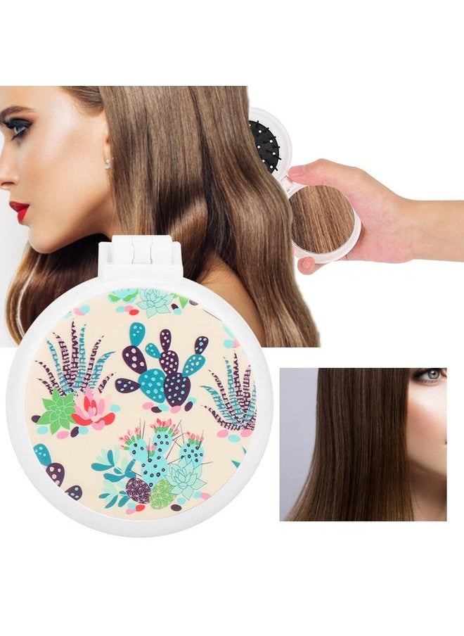 Thoraya Portable Folding Comb Cute Print Pattern Massage Hair Comb with Mirror (Cactus #1)  - Image 5