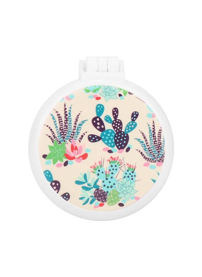 Thoraya Portable Folding Comb Cute Print Pattern Massage Hair Comb with Mirror (Cactus #1)  - Image 1