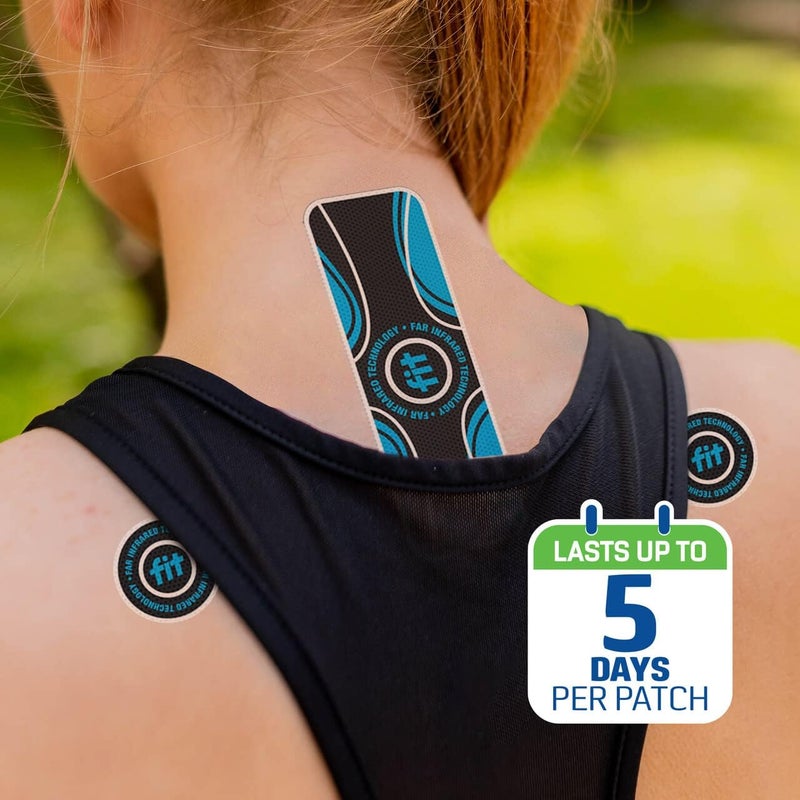 JointFlex حزمة تجريبية من لاصقات FIT Therapy بالأشعة تحت الحمراء البعيدة تدعم الحركة النشطة المستمرة للعضلات والمفاصل لمدة تصل إلى 5 أيام، لاصقة مقاومة للماء، غير حرارية، خالية من الأدوية، 3 قطع: 1 مستطيلة و2 دائريتين - Image 5