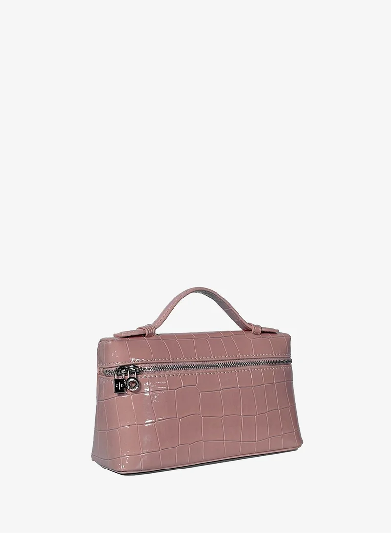 Cuple Croc-embossed glossy handbag