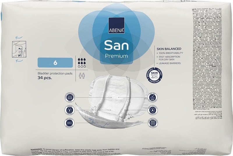 Abena San Premium Incontinence Pads Moderate Absorbency Sizes 4 to 7 Size 6 34 Count - Image 3