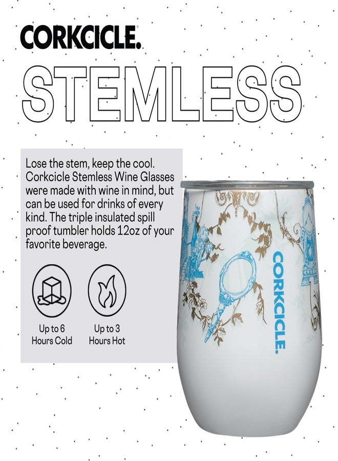 CORKCICLE كوب نبيذ بدون ساق من كورتككل ديزني الأميرة بيل، مصنوع من الفولاذ المقاوم للصدأ المعزول ثلاث مرات، غطاء سفر مقاوم للكسر، يحافظ على المشروبات باردة لمدة 9 ساعات، 12 أونصة - Image 2
