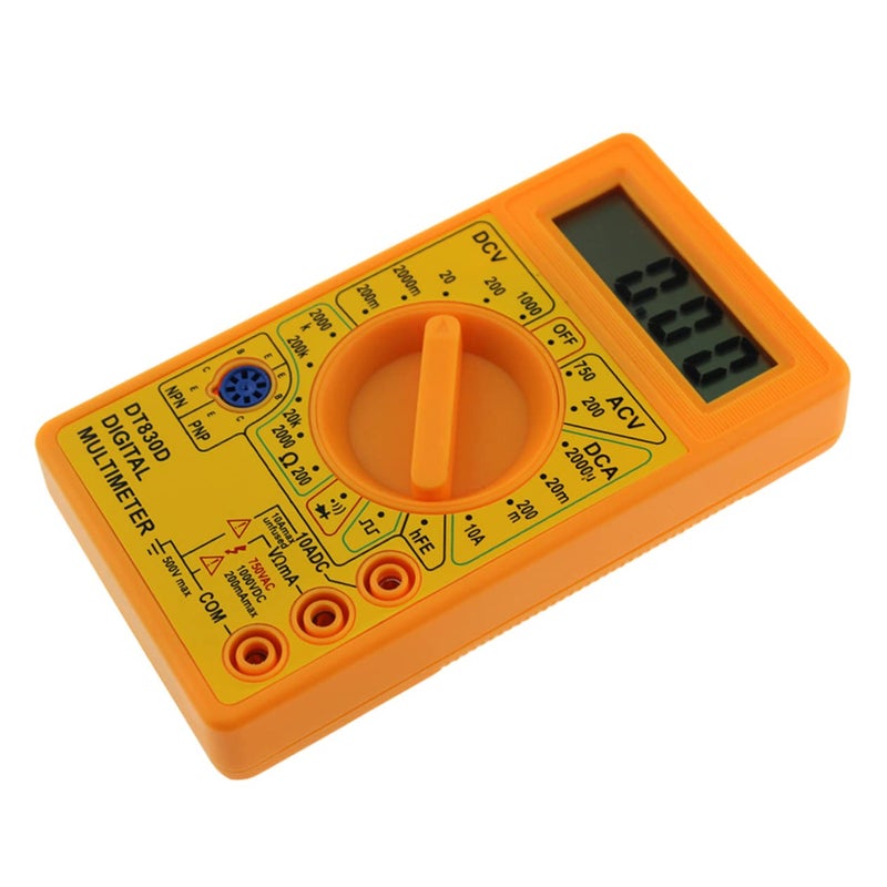 Digital Multimeter Voltage Ampere Ohm Tester With Probes Yellow For Beginners Projects - Image 4