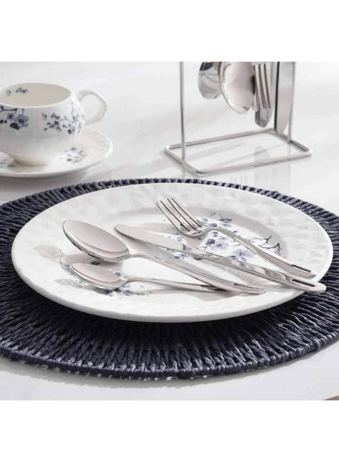 Pan Home 24-Piece Chrome Cutlery Set With Stand - Image 1
