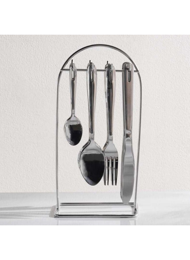 Pan Home 24-Piece Chrome Cutlery Set With Stand - Image 3
