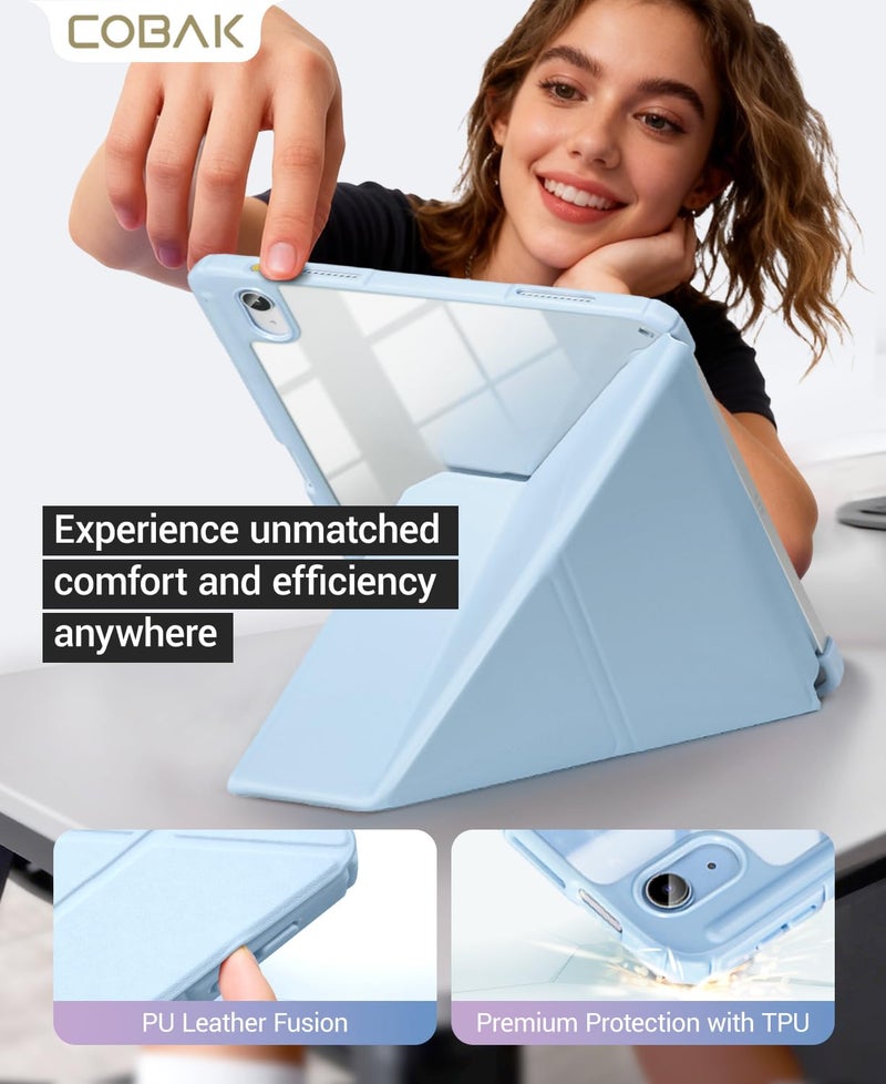 CoBak Case for iPad (A16) 11th Generation 11 Inch 2025, iPad 10th Generation Case 10.9 Inch 2022 - Protective Cover with Multi-angle Includes Portrait Stand, Pencil Holder and Auto Wake/Sleep, Skyblue - Image 3