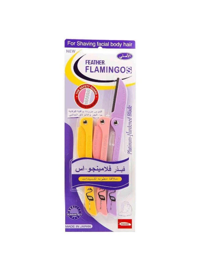 Flamingo Women's Razors - 3 Blades for Facial and Body Hair Removal