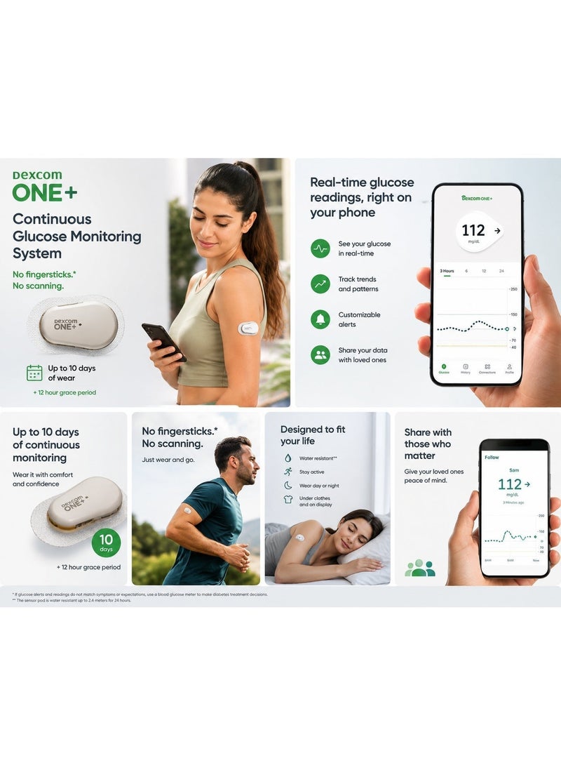 Dexcom ONE+ Continuous Glucose Monitoring (CGM) Sensor | Blood Glucose Monitor Without Finger Pricks - Image 4