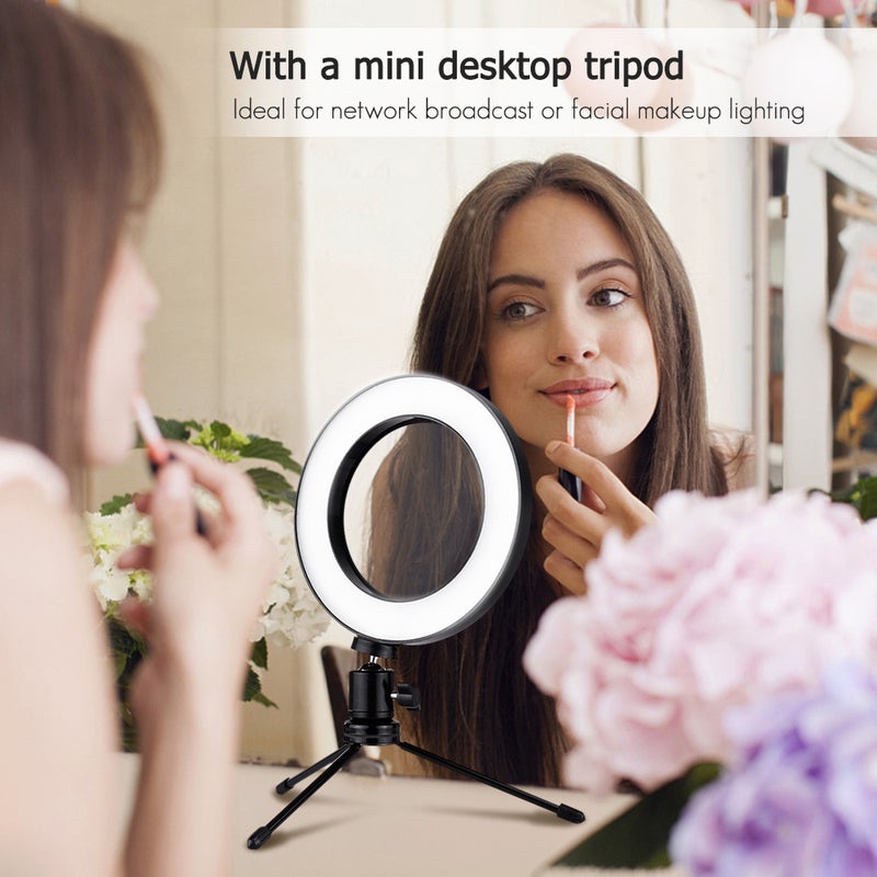 Loquat 8 Inch Desktop Mini LED Video Ring Light Lamp Adjustable Brightness Multicolor - Image 2
