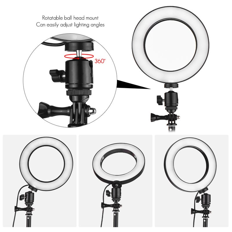 Loquat 8 Inch Desktop Mini LED Video Ring Light Lamp Adjustable Brightness Multicolor - Image 4