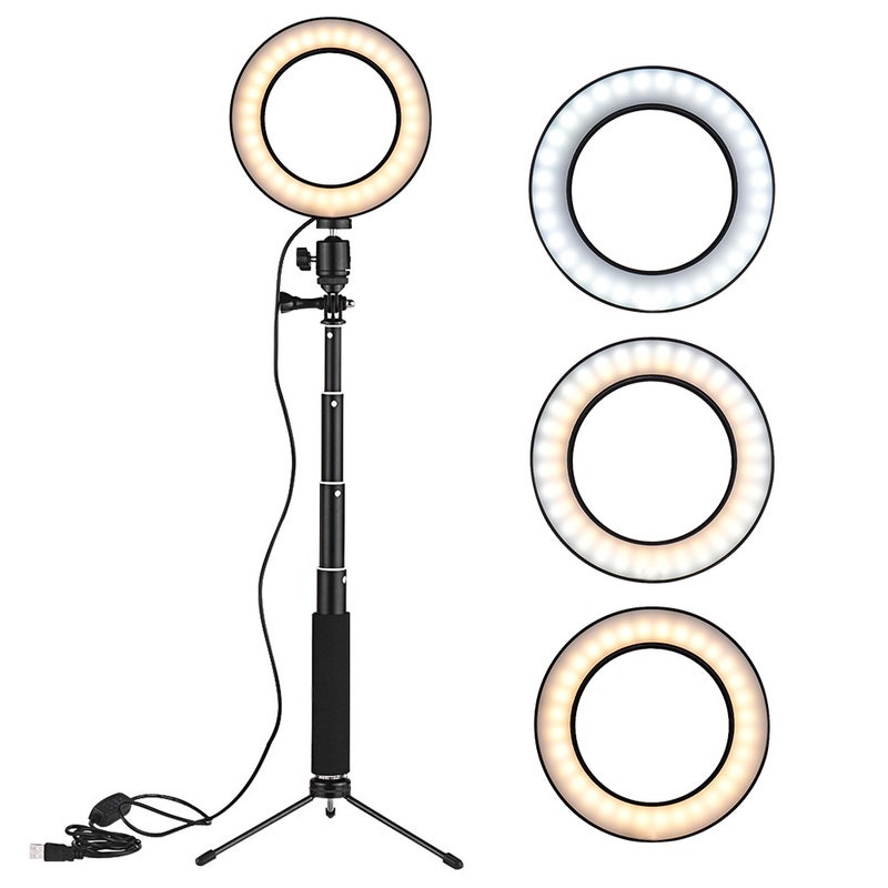 Loquat 8 Inch Desktop Mini LED Video Ring Light Lamp Adjustable Brightness Multicolor - Image 1
