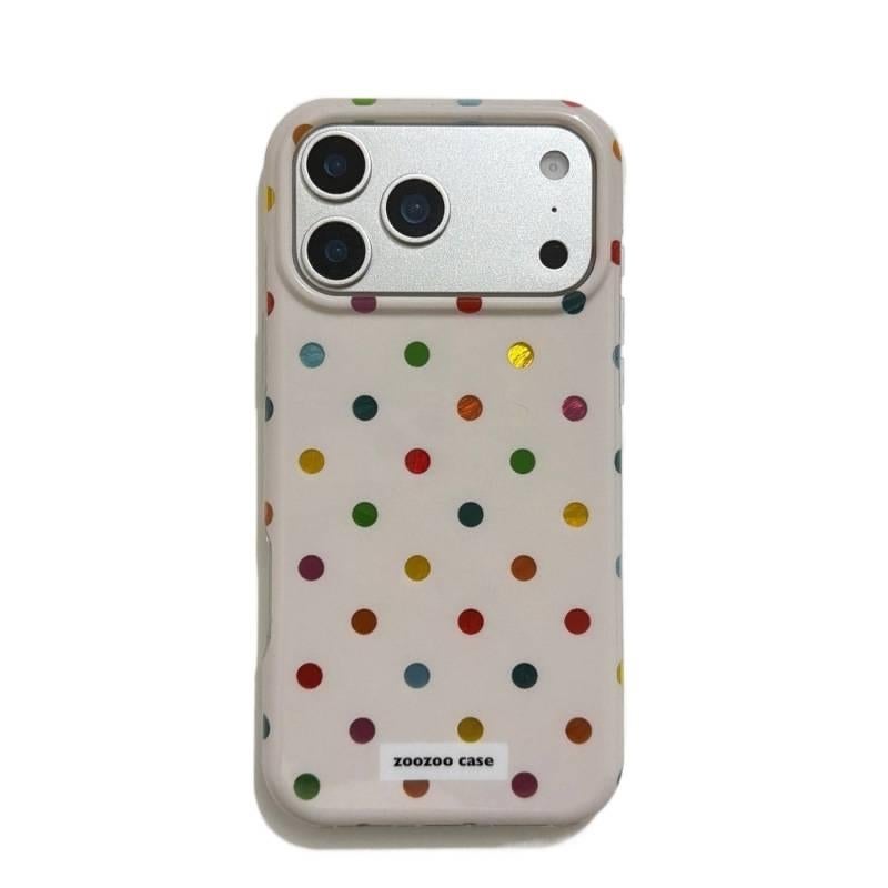 Drop Protection iPhone 14 Scratch Resistant Silicone for 14 Plus 14 Pro 14 Pro Max with Polka Dot in Multicolour Polka Dot - Image 1