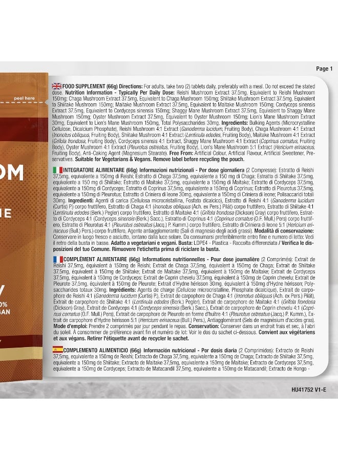 Horbäach Mushroom Complex 8 1200mg | Lions Mane, Chaga, Cordyceps, Reishi, Shiitake, Maitake, Shaggy Mane & Oyster | High Strength Mushroom Supplement | 120 Powder Tablets | Vegan | by Horbaach - Image 4