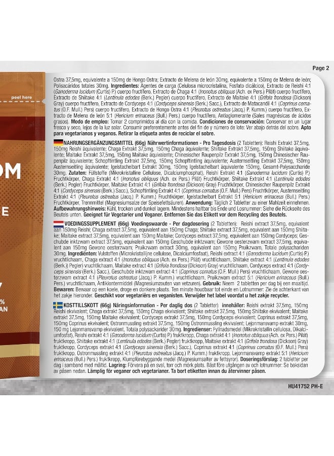Horbäach Mushroom Complex 8 1200mg | Lions Mane, Chaga, Cordyceps, Reishi, Shiitake, Maitake, Shaggy Mane & Oyster | High Strength Mushroom Supplement | 120 Powder Tablets | Vegan | by Horbaach - Image 5