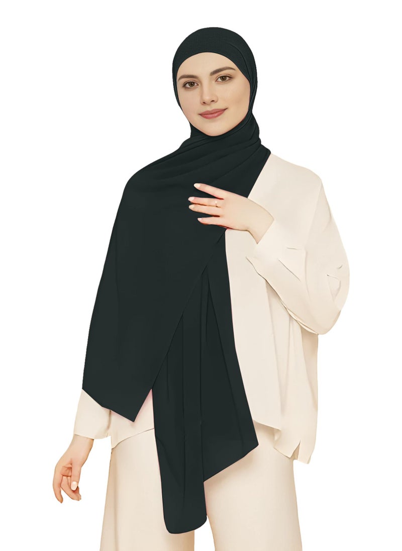 NUKHBAA - Instant Hijab Wrap,Pullover Head Scarf with Tube Undercap Charleston Green color Hijab-HC - Image 1