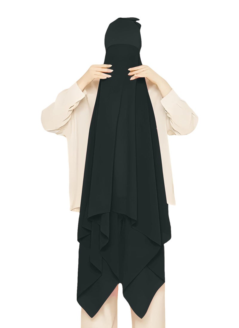 NUKHBAA - Instant Hijab Wrap,Pullover Head Scarf with Tube Undercap Charleston Green color Hijab-HC - Image 1