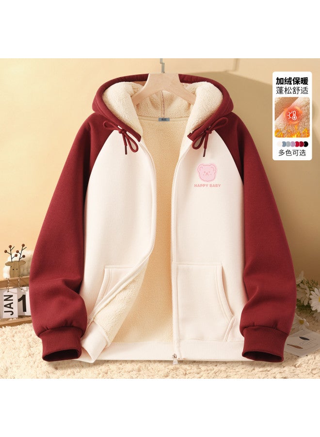 Flying in the snow Fleece Winter Hoodie Jacket Women's Autumn Winter Popular Oversized Lazy Style Loose Versatile Raglan Sleeve Top - Image 2