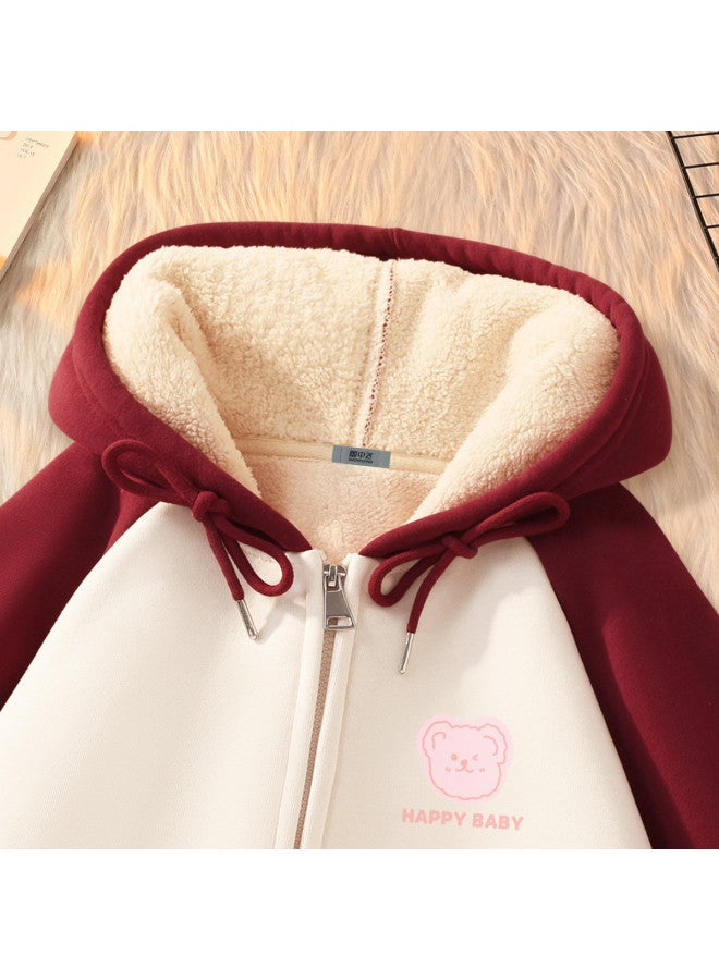 Flying in the snow Fleece Winter Hoodie Jacket Women's Autumn Winter Popular Oversized Lazy Style Loose Versatile Raglan Sleeve Top - Image 3
