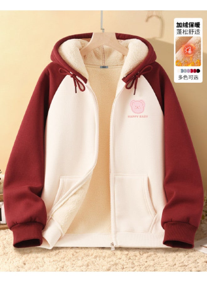 Flying in the snow Fleece Winter Hoodie Jacket Women's Autumn Winter Popular Oversized Lazy Style Loose Versatile Raglan Sleeve Top - Image 1