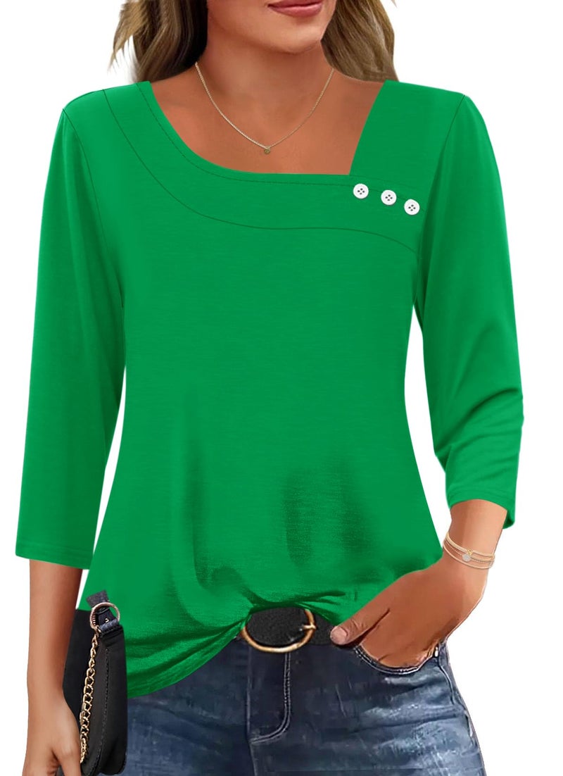 LOMON Womens St Patricks Day Shirt 3/4 Sleeve Tunic Top to Wear with Legging Summer Blouse Basic Tee for Women XL - Image 1