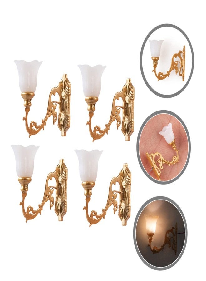 OFFSCH 4pcs Dollhouse Wall Light LED Decor LED Lanterns Miniature Dollhouse Miniature Lighting Wall Lamp Sconce Light Scene Lamp Micro Landscaping Decor - Image 4
