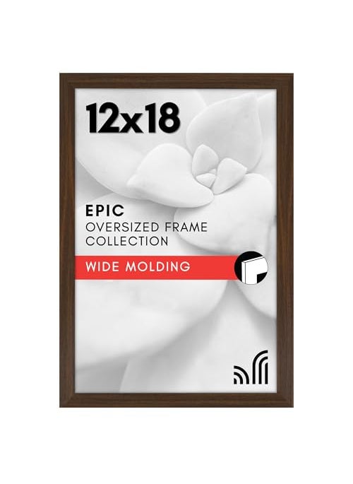 Americanflat Americanflat 12x18 Poster Frame with Polished Plexiglass  Walnut Picture Frame with Engineered Wood  Epic Collection  Wide Photo Frame for Wall Display 
